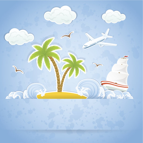 蓝色背景上的岛屿图片下载