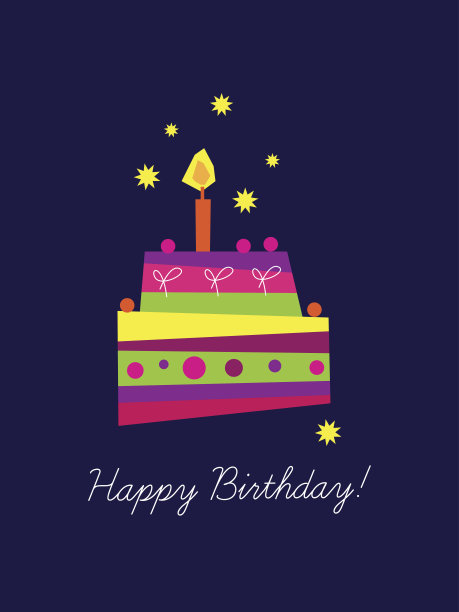 生日图形与五彩蛋糕图片下载