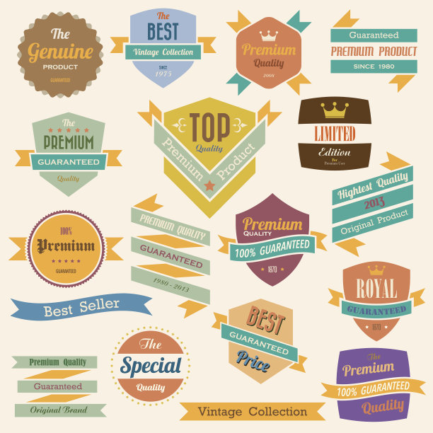 一套复古的徽章和标签。图片下载