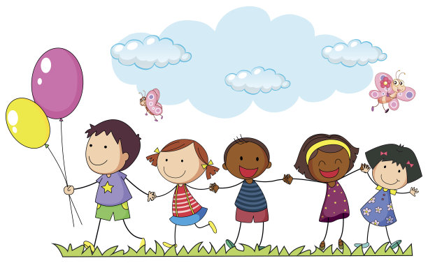 孩子们手牵着手在公园里图片下载