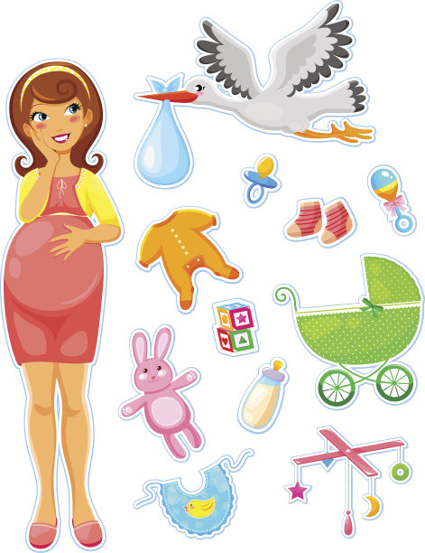 矢量插图的孕妇和婴儿图标素材图片