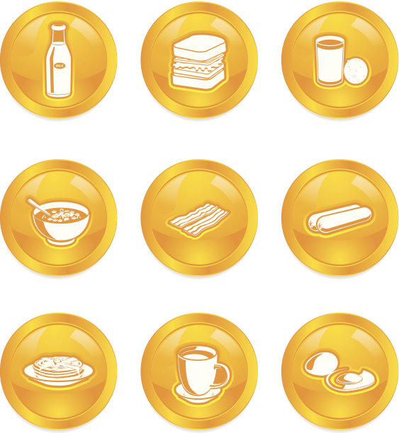 早餐餐点矢量按钮图片下载