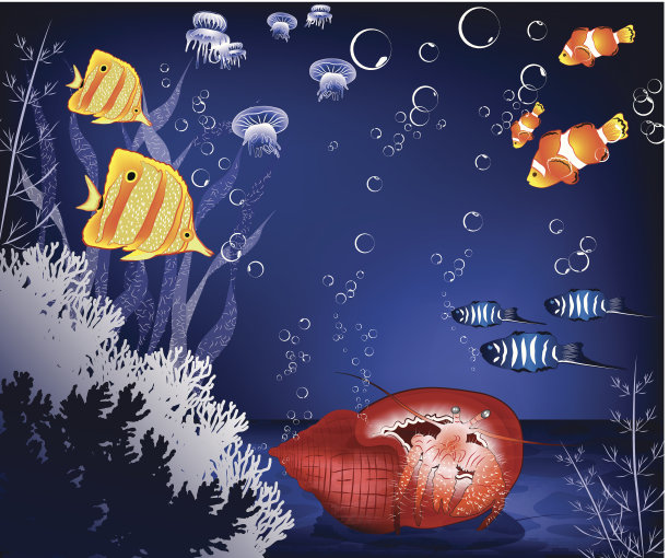 矢量插图的螃蟹水下图片下载