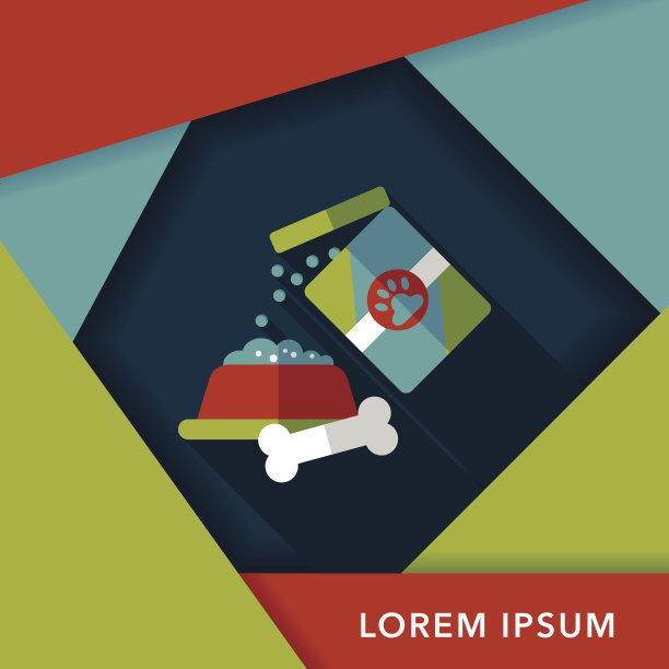 宠物狗粮平板图标与长影子，eps10图片下载