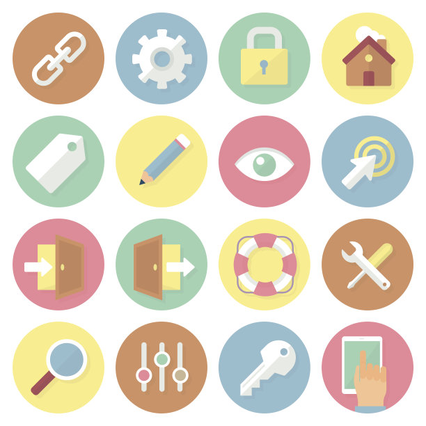 平面彩色矢量业务图标集。接口。孤立。图片下载