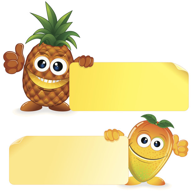 菠萝和芒果。矢量动画图片下载