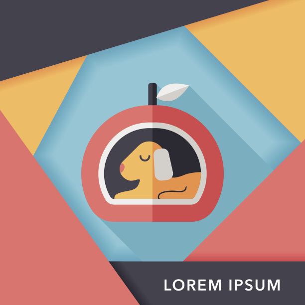 宠物床平面图标与长影子，eps10图片下载