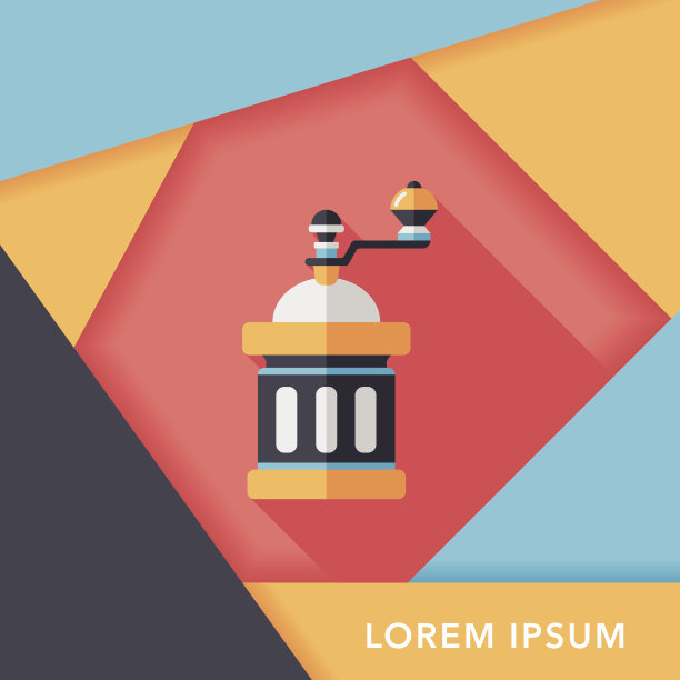 磨咖啡机平面图标与长阴影，eps10图片下载