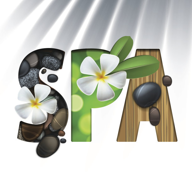 温泉的背景与石头和鸡蛋花图片下载