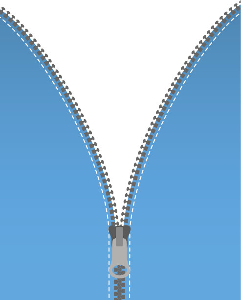 打开拉链与白色的背景图片下载