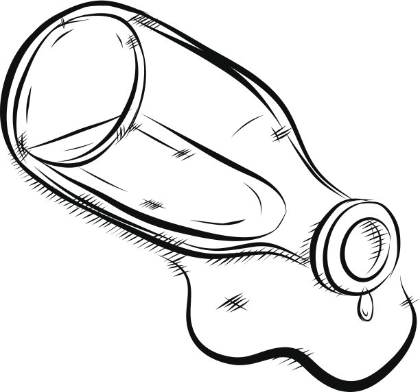 玻璃瓶和溢出的水图片下载