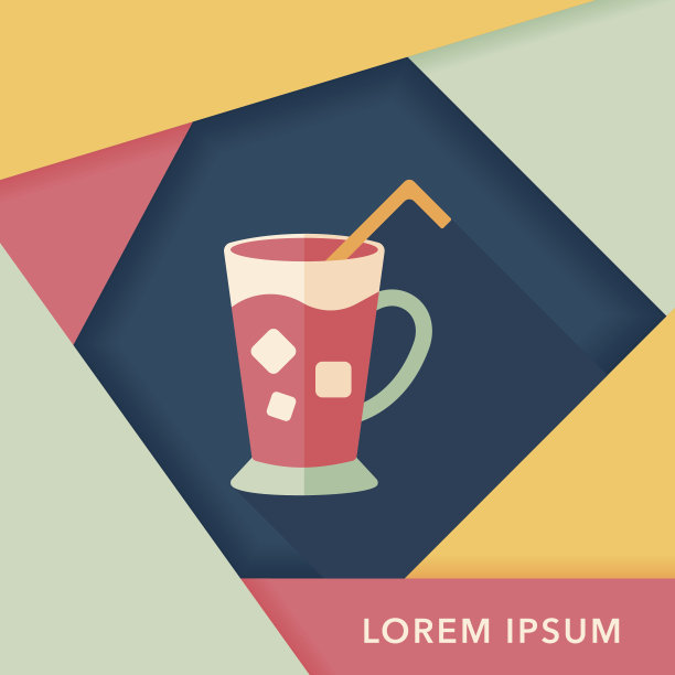 冰饮平图标与长影子，eps10图片下载