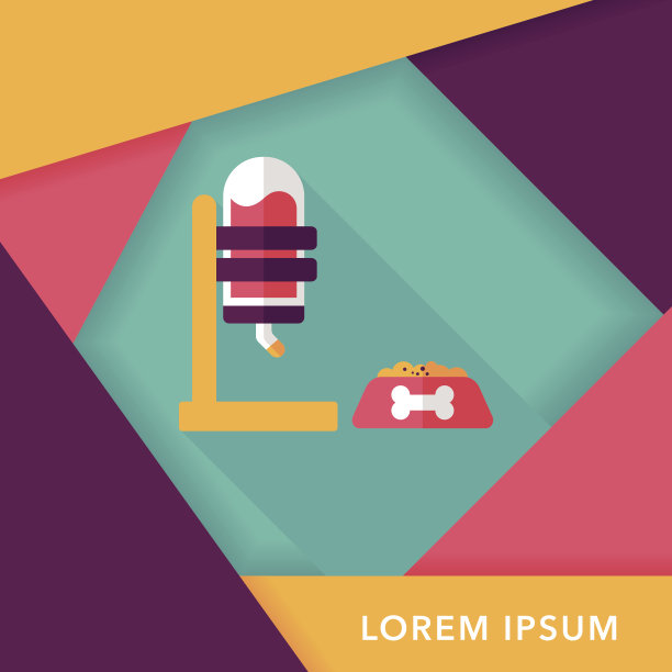 宠物饮水平板图标与长影子，eps10图片下载