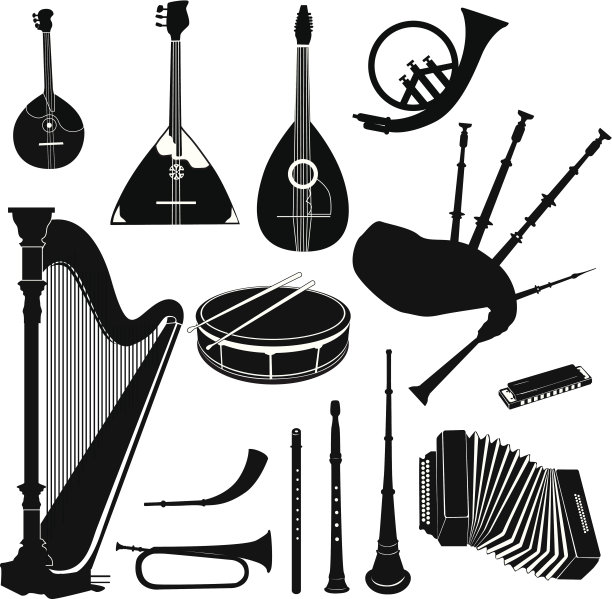 乐器向量集民间乐器剪影集图片下载