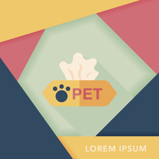 宠物风格纸巾盒扁平图标与长影子，eps10图片下载