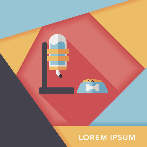 宠物饮水平板图标与长影子，eps10图片下载