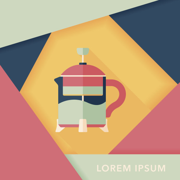 平底茶壶图标与长影子，eps10图片下载