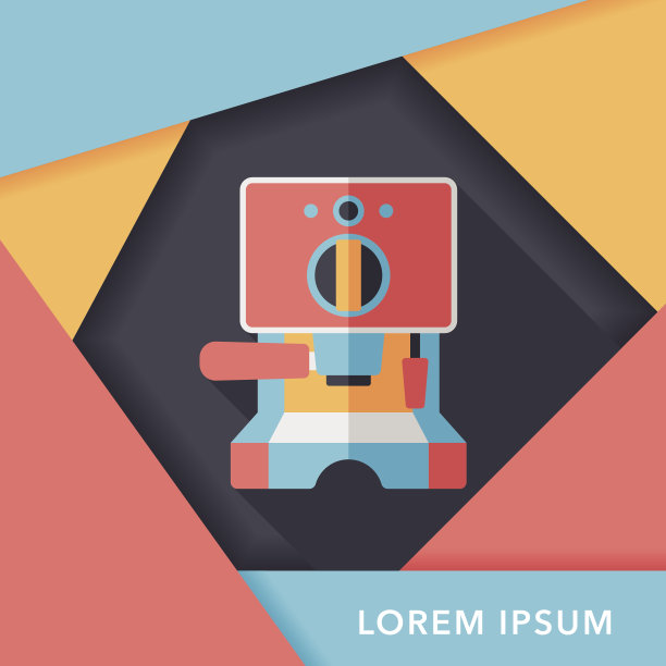 磨咖啡机平面图标与长阴影，eps10图片下载