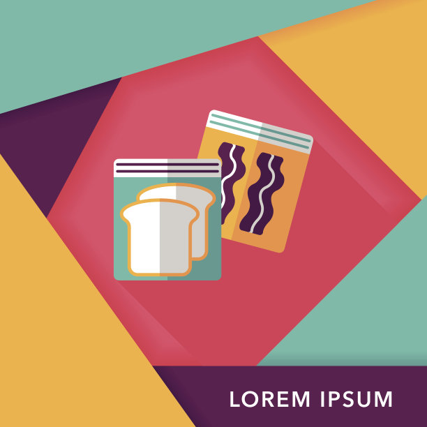 厨具拉链袋扁平图标与长阴影，eps10图片下载