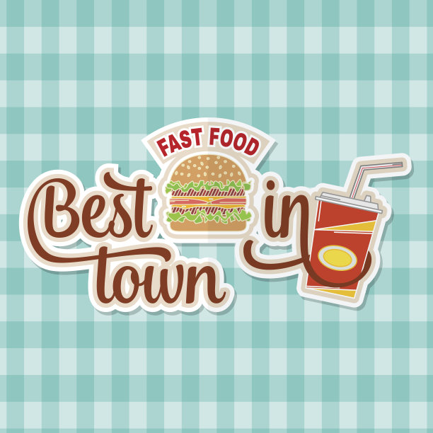 复古的快餐徽章，旗帜或标志标志。图片下载
