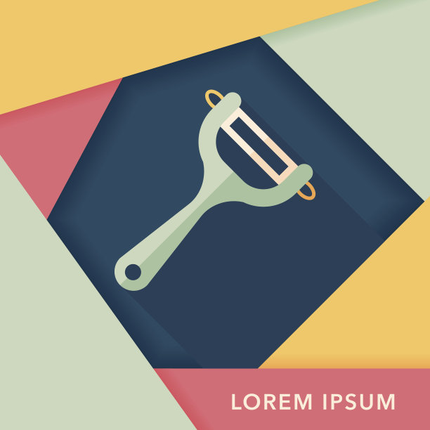 厨房用具削皮器扁平图标与长阴影，eps10图片下载