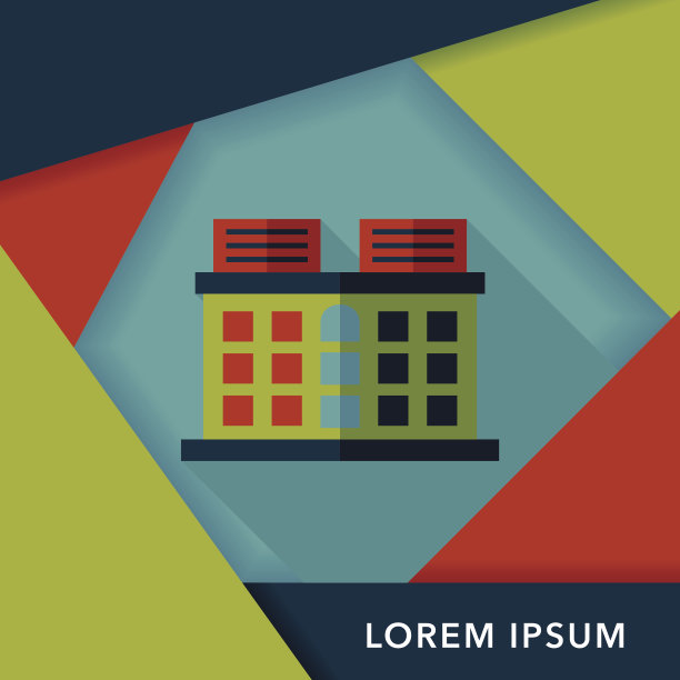 建筑平面图标与长阴影，eps10图片下载