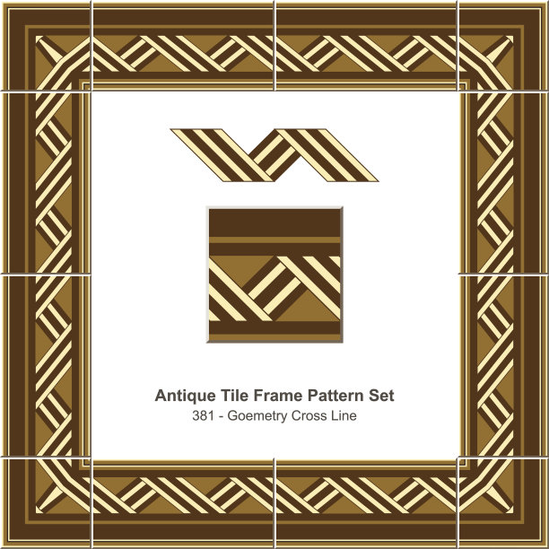 仿古瓷砖框架图案set_381几何交叉线图片下载