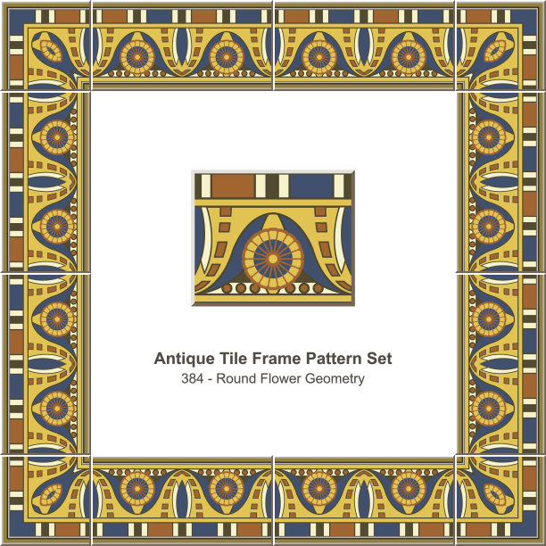仿古瓷砖框架模式set_384圆花几何图片下载
