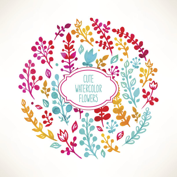 水彩花圈图片下载