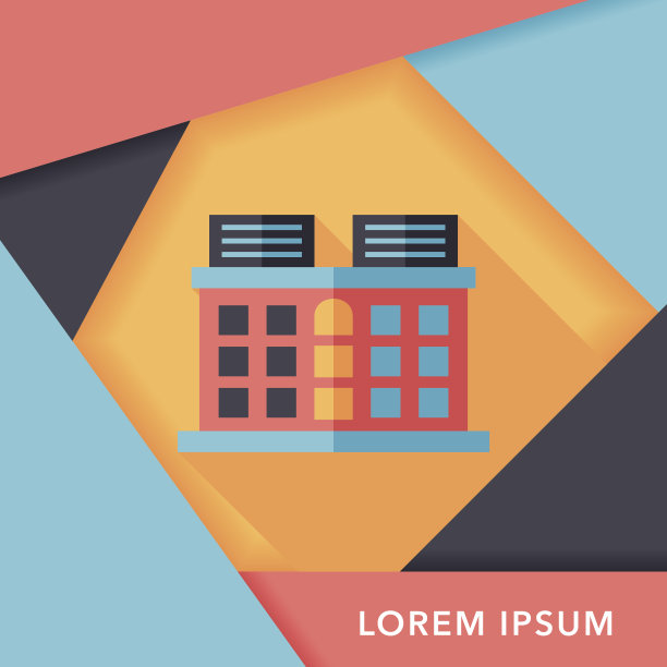 建筑平面图标与长阴影，eps10图片下载