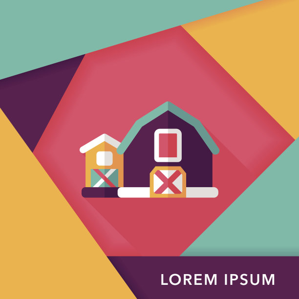 谷仓平图标与长影子，eps10图片下载