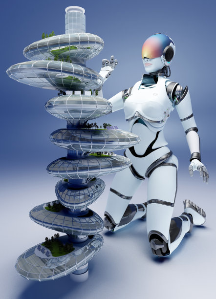 Cyborg和摩天大楼。图片下载