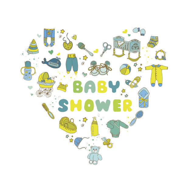 婴儿沐浴或到达卡的载体图片下载