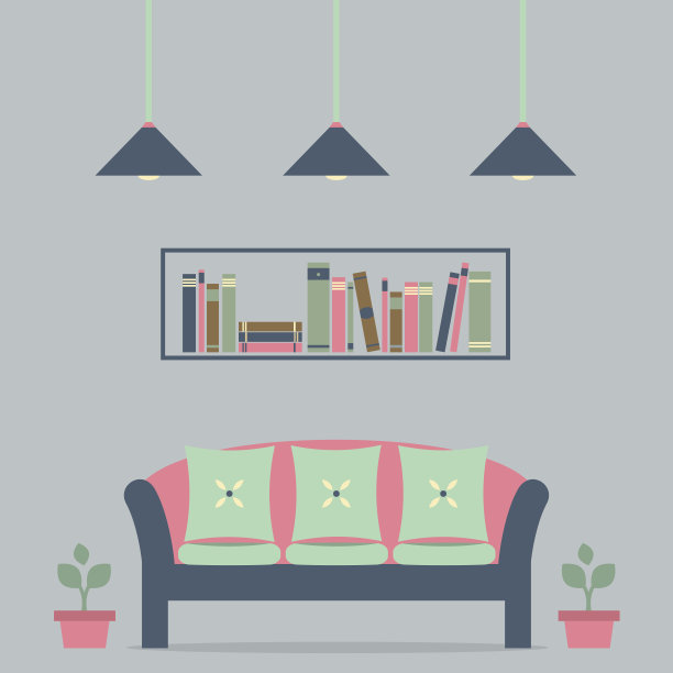 现代设计室内沙发和书架图片下载