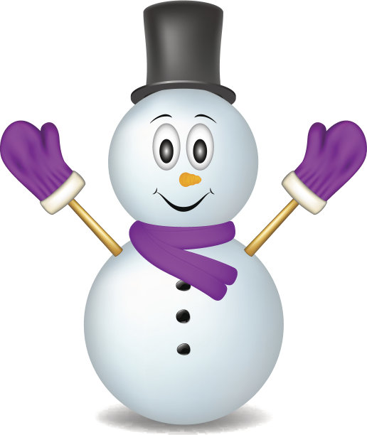微笑的雪人戴着手套，帽子和围巾图片下载