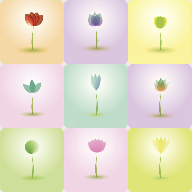 彩色的花，抽象的图标为背景图片下载