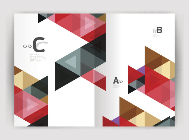 马赛克三角形年度报告模板图片下载