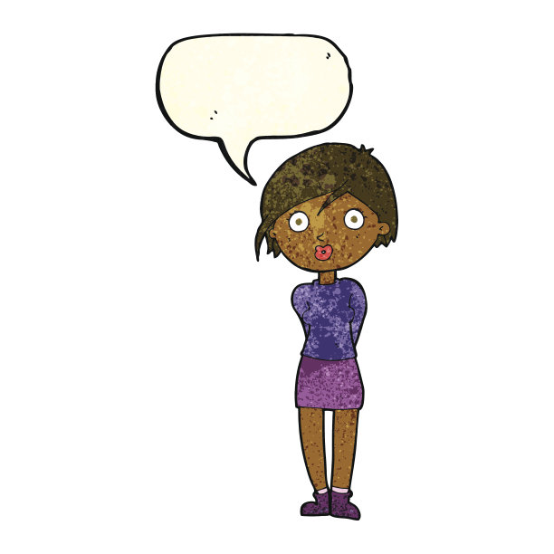 卡通惊奇的女孩用语音泡泡图片下载