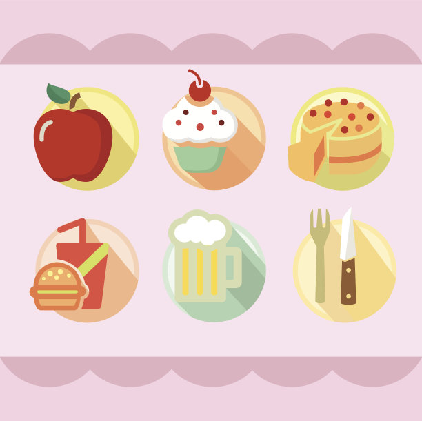 食物，水果和饮料图标和butto。图片下载