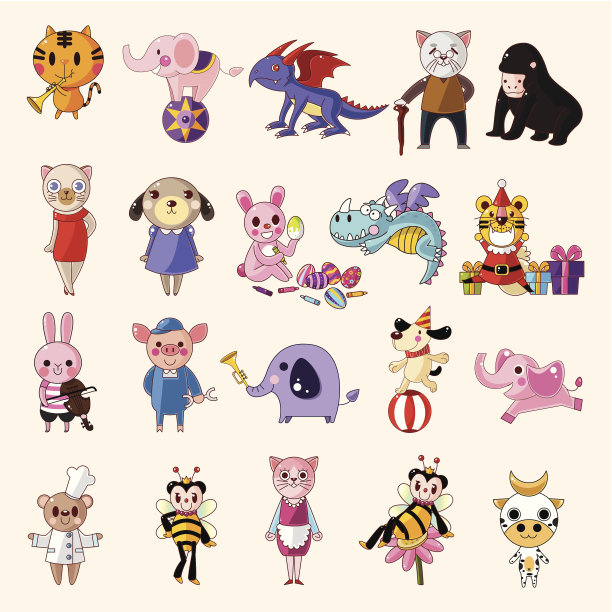 一组动物图标图片下载