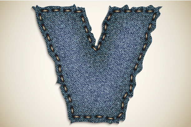 牛仔字母V图片下载