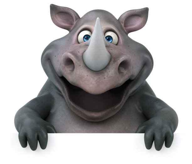 有趣的犀牛- 3D插图图片下载