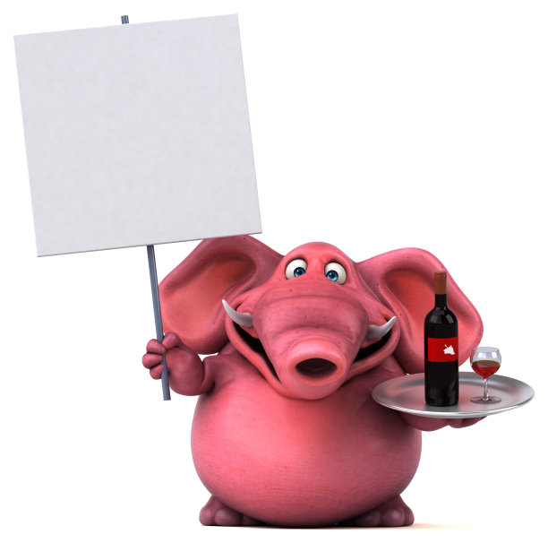 粉色大象- 3D插图图片下载