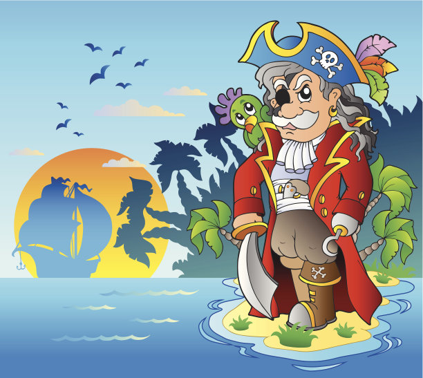 高贵的海盗站在岛上图片下载