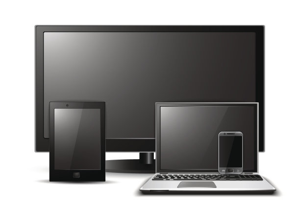 一套4种屏幕、平板电脑、电视、笔记本电脑和智能手机图片下载