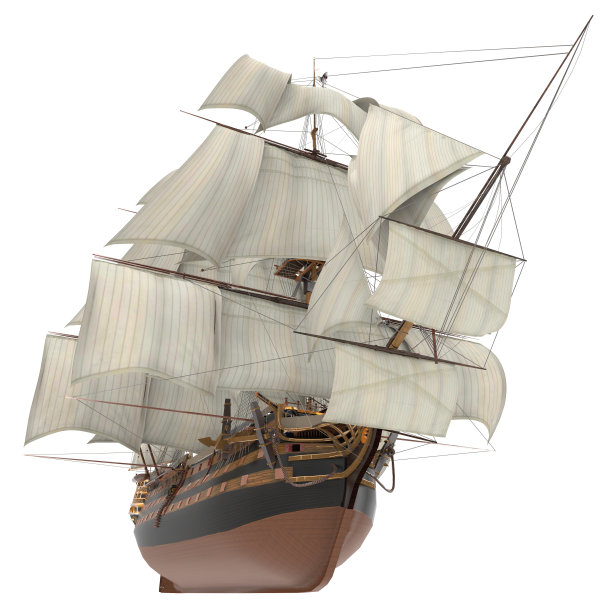 帆船3D插图孤立在白色图片下载
