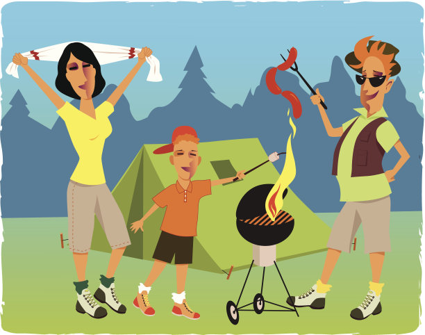家庭野营和烧烤素材图片