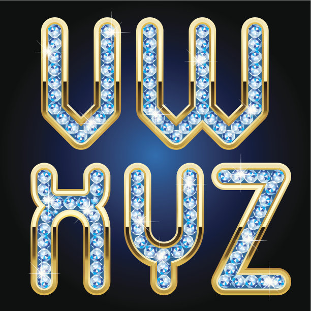 黄金和钻石字母图片下载