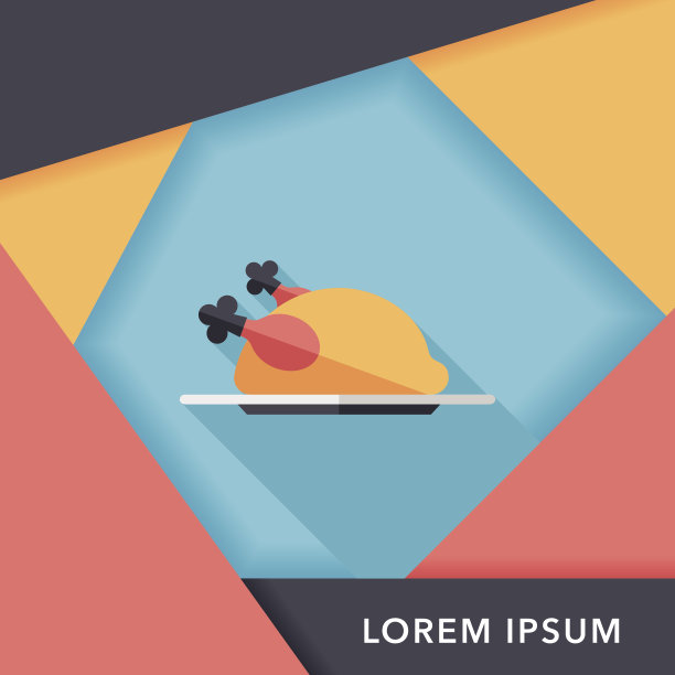 鸡肉食物与长影子的图标，eps10图片下载