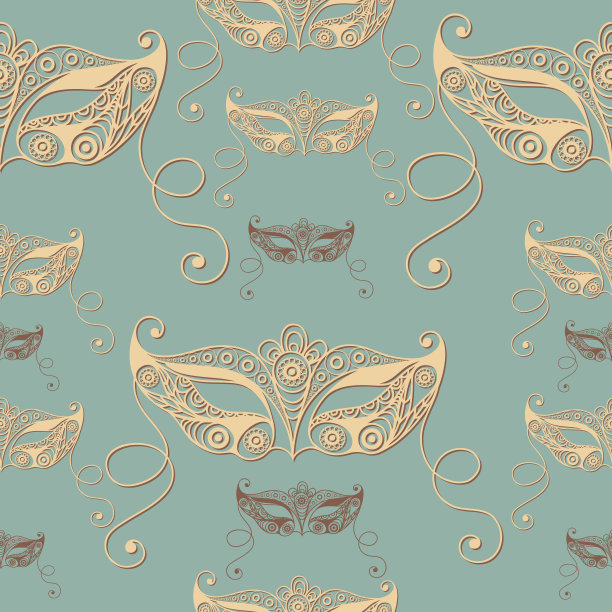 无缝纹理与装饰面具1图片下载